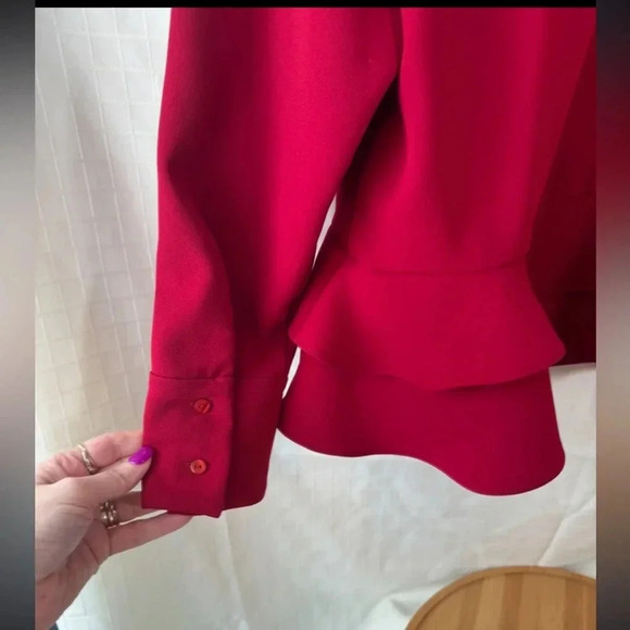 Zara Red Peplum Blouse - Picture 4 of 4